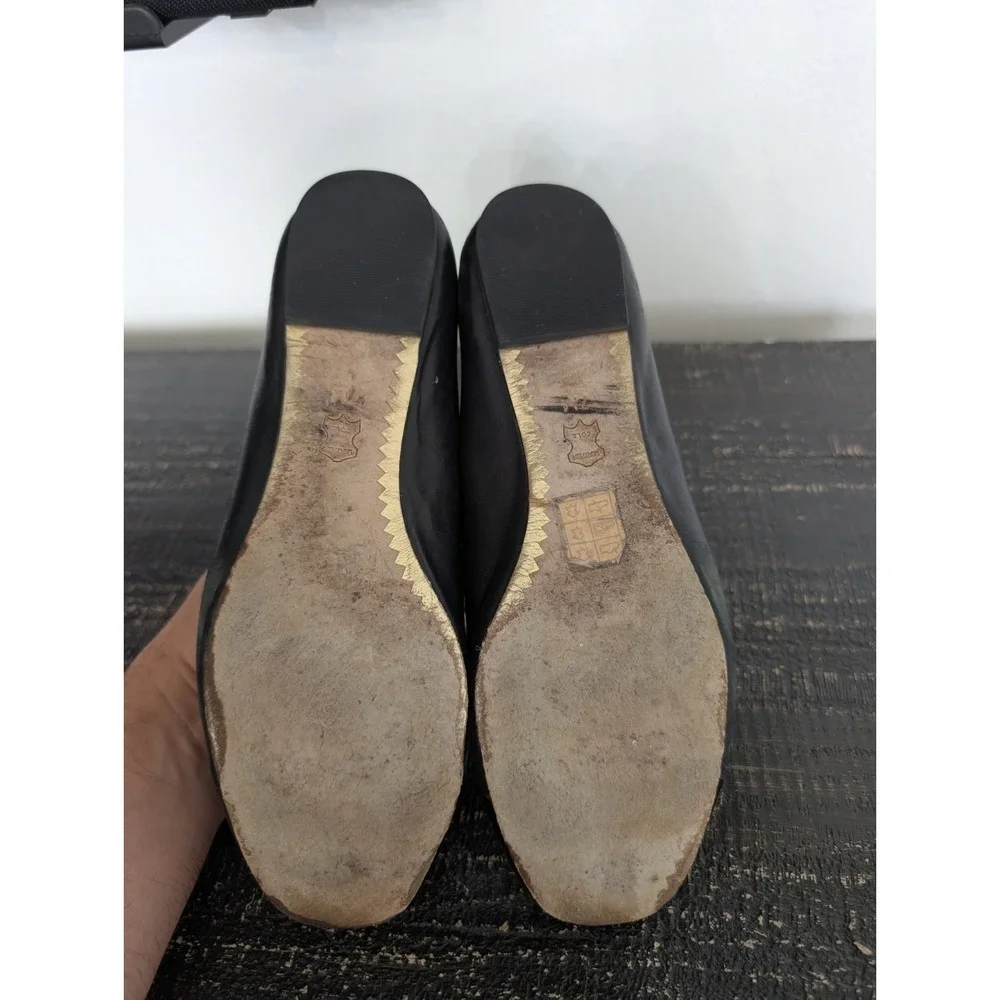 Tory Burch Chelsea Cap Toe Ballet Flats Black‎ Patent Leather Size 7 Gold Logo